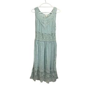 Sundance Womens Love Forever Crochet Lace Embroidered Mint Green Dress 4 Boho